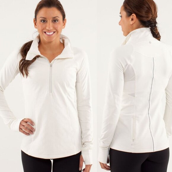 Lululemon Run: Toasty Tech Half Zip Pullover Top/Polar Cream 26078 - Picture 1 of 16